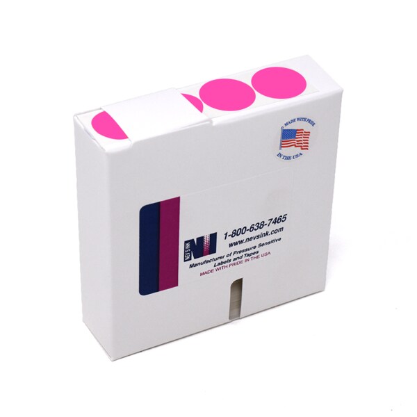 Nevs 1" Color Coding Dots Pink Flr - Roll Form DOT-10RL Pink Flr - main